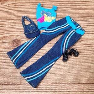 Barbie Fashion BEAT STREET B8234 Flaired Jeans Butterfly Top 2003 Outfit Clothes